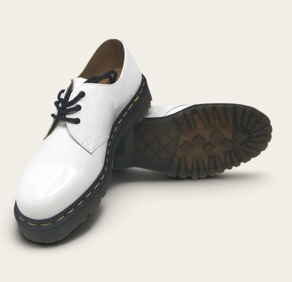 🆕Dr Martens 1461 Bex Smooth Patent Leather White Oxford Shoes Size 10 NEW